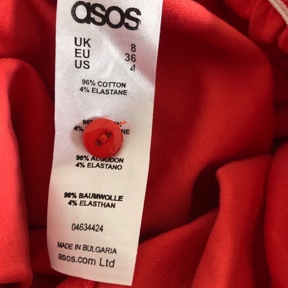 ASOS orange red jersey knit pom pom boho romper size 4 - Picture 7 of 7